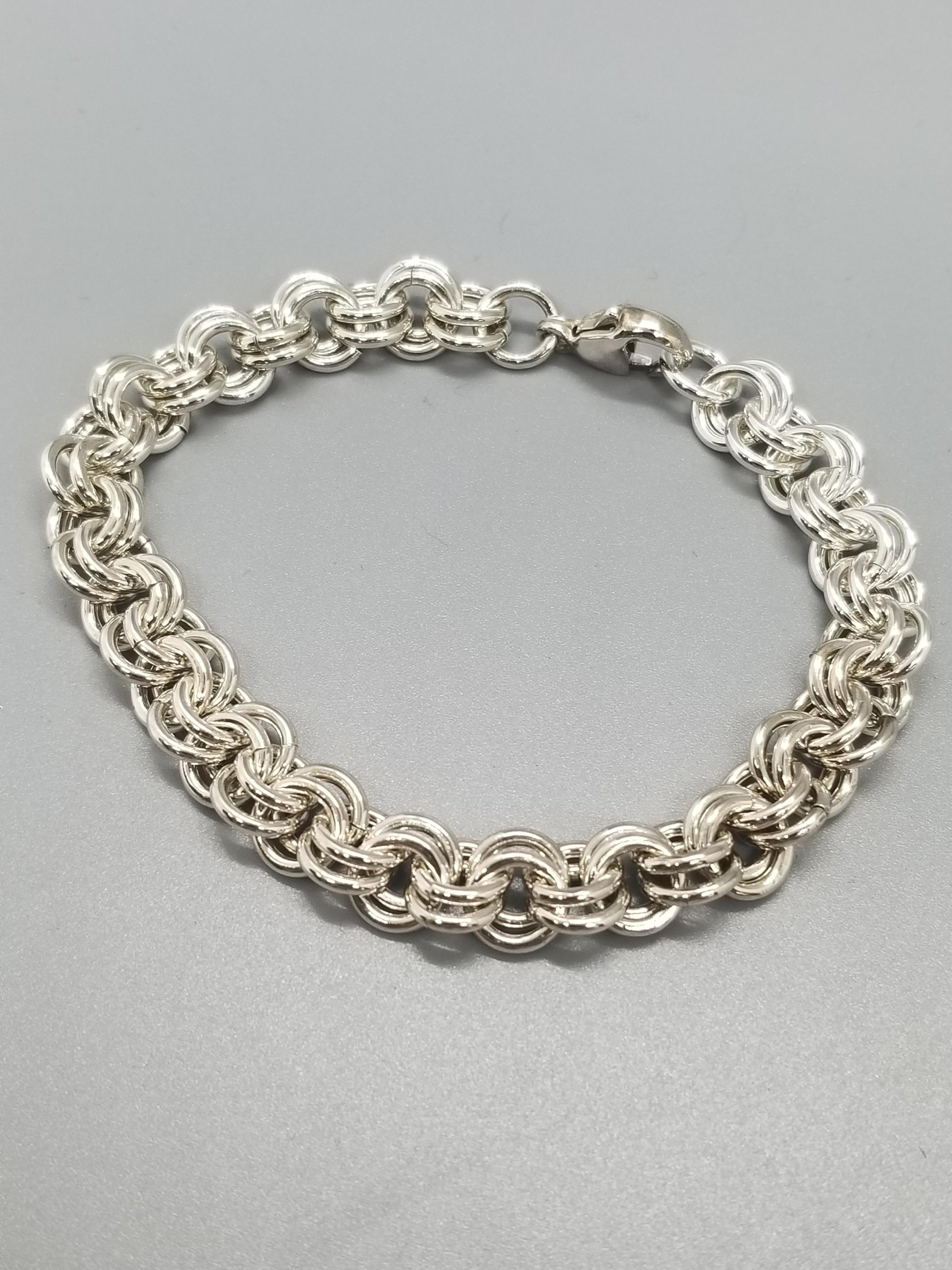 Hand coiled sterling silver chain 7 inch bracelet-SOLD